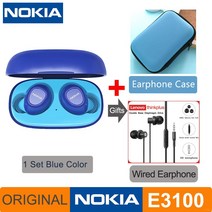 노키아 E3100 TWS 헤드폰 Fone Auriculares 무선 블루투스 이어폰 HD 전화 400mAh 안드로이드 IOS 레드 오렌지 핑크 헤드셋, 규격 없음, Blue and Case TW13