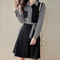 패션풀 글로 체크배색 스트랩 원피스 27805