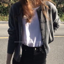 다잇지 여성 라운드 니트 베이직 가디건