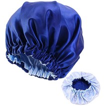 SOYOMASS 여성용 대형 새틴 보닛 네이비 블루 머리 장식 곱슬머리 드레드락 긴 조절가능 모자 수면 캡, AE) Navy Blue