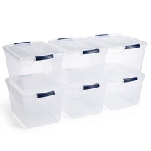 Rubbermaid Cleverstore 투명 기숙사 버라이어티 팩 보관을 극대화하기 위한 내장 손잡이가 있는 투명 플라스틱, 30 Qt - 6 Pack