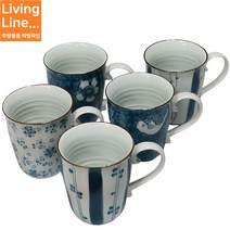 Living 중국산 머그세트 5p 머그컵 도자기 물컵 5색 커피 머그잔 5가지 무늬 도자기컵, 대표상품, [ 1개 ]