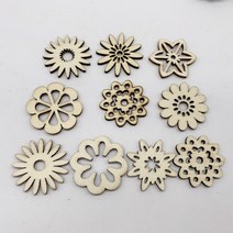 우드버닝 50PCS 3CM 미완성 우드 조각 나무 자연 꽃 컷 아웃 DIY 공예 그림 염색 불타는 받침, 19 S