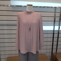 크레송 뒷 집업 프릴 쉬폰블라우스KBCMBA01
