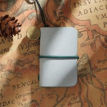 2022 스프링 다이어리 22년다이어리 수제 빈티지 가죽 미니 노트북 귀여운 여행 일정, 4.5x3cm, 연한 초록색
