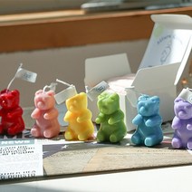갓샵 곰돌이 젤리곰 하리보 캔들 향초 방향제 초 7color, 블루 젤리곰 캔들