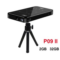 스마트폰프로젝터 미니프로젝터 dlp 휴대용 p09 ii 미니 프로젝터 스크린 9.0, 블랙 2기가바이트 32기가바이트, 영국 플러그
