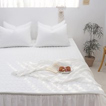 이즈베딩 퓨어 고밀도 마이크로 모달 알러지케어 미끄럼방지 고정밴드 사계절 침대패드 (SS/Q), 퓨어화이트