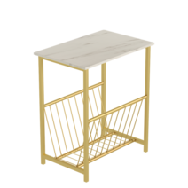 YEAR COLOR 당일배송 대리석 직사각형 테이블 골드 거실 소파 협탁 보조 간이 탁자 2colors, 나노골드