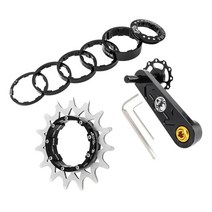 자전거 단일 속도 카세트 코그 세트 13T/14T/15T/16T/17T 액세서리 용 자전거 체인 텐셔너 프리휠, 98.3mm, 알루미늄 합금, 블랙 15T