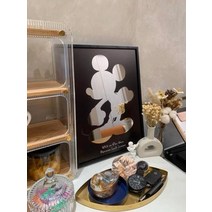 헤이즈스튜디오 신혼집 포토존 셀카존 아크릴 탁상 거울 미드센츄리모던 집들이선물 전신 화장대, 흑백 미키 미러 페인팅