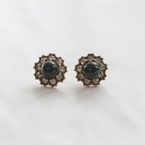 mixo 큐빅 장식 블랙 꽃귀걸이