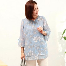 엄마옷 백합사 비비드 프릴넥 7부 블라우스[P201-BL354] 40대 50대 중년여성의류 여성용 마담 미시옷