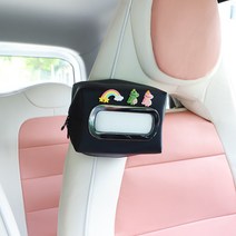 자동차 MINI 마카롱 EV 애니메이션 티슈케이스 차량용 내부장식 배치 폭발함 액세서리 2800318962, 그린 다이노스 티슈 케이스 -블랙