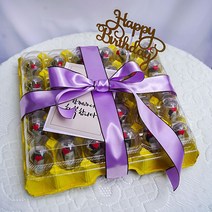 [차렌시아] 계란한판 용돈 30살 60살 생일 추석 어버이날 현금 용돈박스, 30구노랑(퍼플리본)