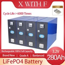자동차 교체 대용량 리튬 이온 인산염 태양 보조배터리 충전식 배터리 팩 280Ah LiFePO4 DIY 4 개 8 16 12V 24V 48V, 8Pcs