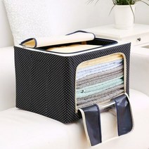 철제 프레임 리빙박스 땡땡이 이불 정리함 옷보관함, 72L