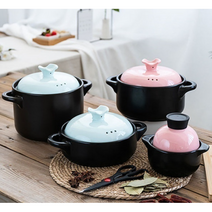 이우미 내열 뚝배기 안심 돌솥 비빔밥 전용 솥+뚜껑 세트 찌개 찜요리 1인용 전골 뚝배기PW278, Type_H 4000ML