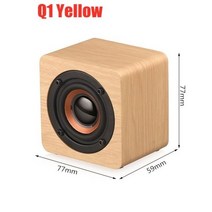 20W 나무 무선 블루투스 스피커 TV 사운드 바 HIFI 스테레오 서라운드 LED 디스플레이 음악 FM 라디오 알람 시계 AUX, Q1 Yellow