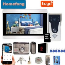 빌라 호환 현관 인터폰 아파트 주택 Dragonsview 7 인치 홈 인터콤 시스템 야외 초인종 카메라 전자 잠금 장치가있는 비디오 도어 전화 방수 해제, Set 3 with lock