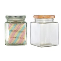 [유리병] 사각꽃차310 1개 310ml, 우드무늬마개