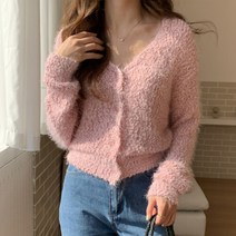 그녀의 신발 빠른배송 파스텔 브이넥 크롭 솔잎 가디건 아이보리 베이지 옐로우 핑크 소라 연두