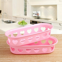 레어템 핑크 하트 플라스틱 바구니, 단일 수량