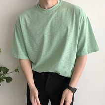 SRS. 여름 20수 면 라운드 남자 슬라브 반팔티