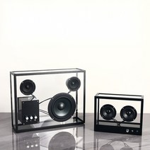 트랜스페어런트스피커 투명 인테리어 거실 카페 디자인 감성 스피커, 화이트 사각 소형