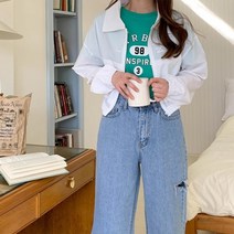 다잇템 [다잇템] 여자 개강룩 고무줄 비침 분홍색 카라넥 집업 짧은 자켓