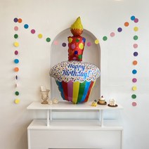 레인보우 컵케이크 풍선 생일 파티 용품 티라노 두돌 세돌 생일상 남친 여친 선물