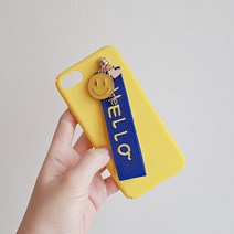 모어유니크 헬로 스마일 자수 스트랩 키링 케이스 휴대폰