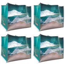 코스트코 푸른바다 장바구니 시장가방 52X29cm 쇼핑백 여행 타포린백, 혼합색상, 4개