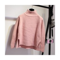 봄 가을 핫핑크 스웨터 풀오버 니트 Peonfly캐주얼 루즈핏 터틀넥 점퍼 용 크로셰 노란색 검정색 단색