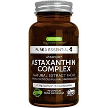 독일직구 퓨어 & 에센셜 내추럴 아스타산틴 콤플렉스 42mg 아스타퓨어 4mg + 루테인 지아잔틴 비건 90캡슐, 수량, 상세참조