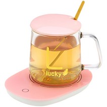 북유럽 스타일 머그 유리잔 온열기 사무실 책상 음료 보온기 머그컵 세트 티타임 커피잔, 그린 스마트 항온패드