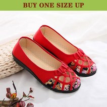 Pofulove 여성용 플랫 슈즈 캐주얼 할로우 메쉬 천 로퍼 여름 봄 어머니 샌들 통기성, 04 red_04 37