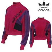 아디다스 아디다스 오리지널 여성 컬러블럭 넥 벨벳 티셔츠-EC2177