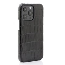 iPhone14Pro Max 용 케이스 악어 악어 가죽 스마트 폰 케이스 스마트 폰 커버 iPhone 케이스 가죽 케이스 블랙 블랙 무선 충전 대응 가죽 하드 케이스 [201cri14pm]