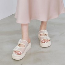 브이와이 여성 찍찍이 투버클 비침 매쉬 4cm 슬리퍼