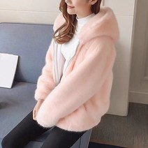화이트 인조 토끼 모피 겨울 잔디 밍크 코트 숙녀 후드 소프트 2022 여성용 자켓 Casaco Feminino