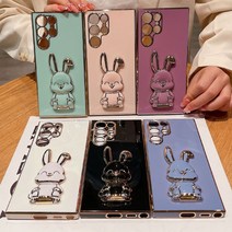 사은품/갤럭시 A시리즈 전기종 귀여운 토끼 캐릭터 모양 킥 스탠드 거치대 슬림 단색 실리콘 젤리 어린이 학생 키즈폰 케이스
