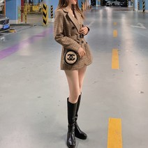넷투넷코리아 여성 체크패턴 정장자켓 데일리 숏코트 기본 아우터
