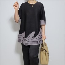 플리츠유 파도 플리츠 티 주름 여성 엄마 이세이 중년 마담 봄 가을 선물