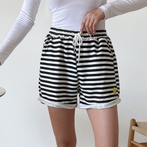 주디앤 여성 봉봉 스트라이프 밴딩 반바지