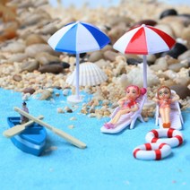 해변 바다 비치 파라솔 썬베드 튜브 테라리움 인테리어 만들기 재료 모음 소품 미니어처, 10. 파라솔 레드