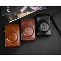리코 GR3X GR3 GR2 전용 카메라 가죽 케이스 파우치, [GR LOGO] 블랙