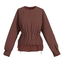 데코 앞뒤 언발 허리 밴딩 블라우스 DCBAB3708W