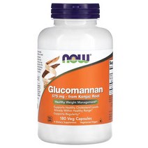 NOW Foods 나우푸드 글루코만난 575mg 베지캡슐 180정 식이 섬유, 3개