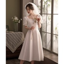 셀프 웨딩 드레스 신부 예복 단추 원피스